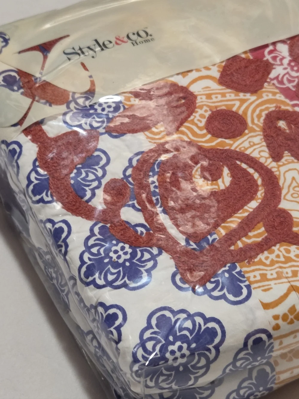 Style & Co Boho TWIN Duvet Cover Cotton Floral Patchwork Embroidery NEW